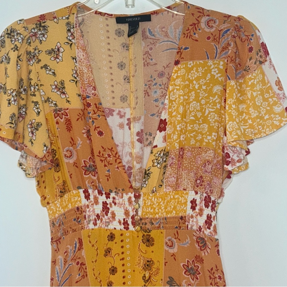Forever 21 Patchwork Floral Print Mini Dress Deep… - image 5